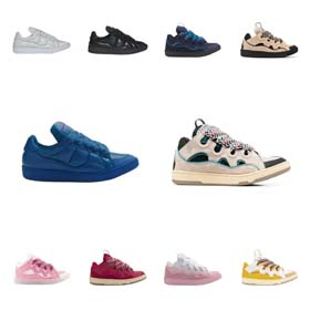 Lanvin splicing Curb couple thick bottom lace-up casual sports skateboard shoes bread shoes-2347  