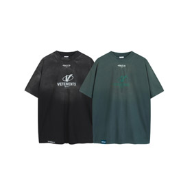 VETEMENTS patchwork style washed distressed short-sleeved T-shirt-6386  